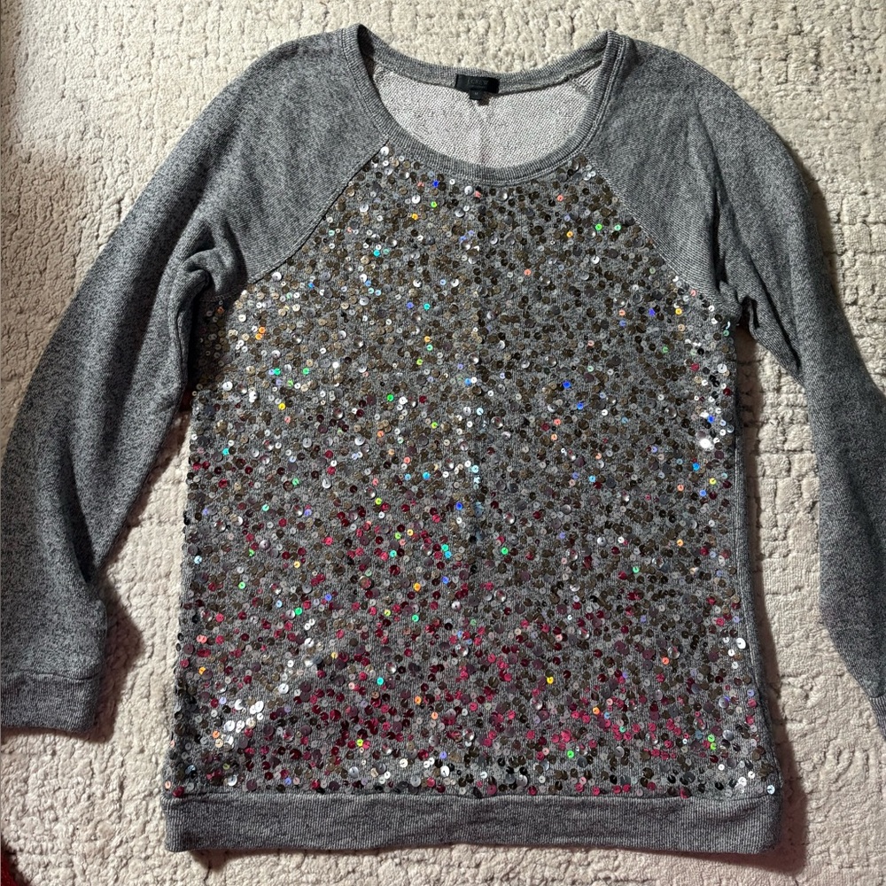 J. Crew Gray Sequin Sweatshirt